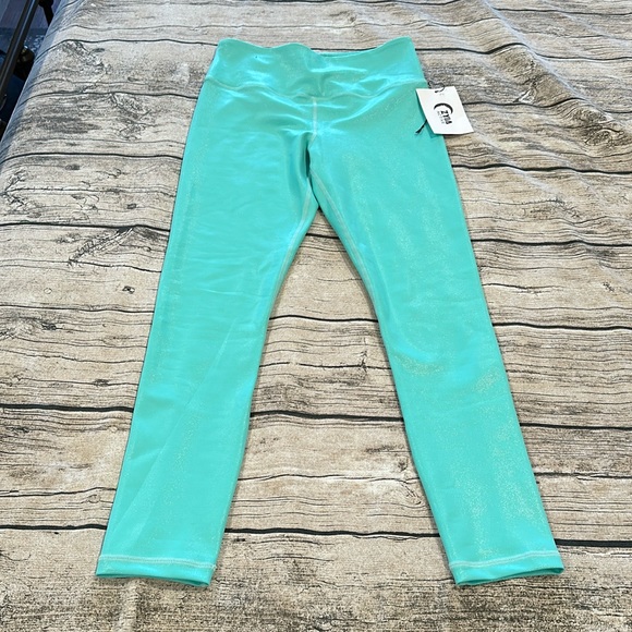 ZYIA Pants - NWT Zyia Turquoise Metallic Plus Light n’ Tight High Rise 7/8 Leggings Size 4